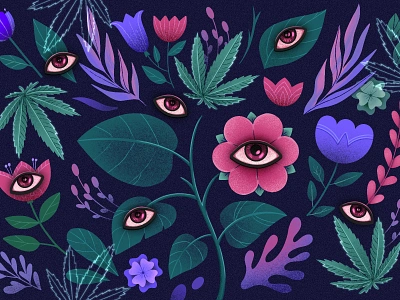 Psychedelic Eyes creative dark eyes floral flower flowers graphics illustration mystical procreate psychedelic psychedelic art surrealism trippy weird