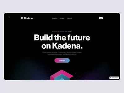 Landing Page - Kadena Blockchain bitcoin blockchain crypto currency dark dark theme digital currency fintech hero page hero section illustration kadena blockchain landing page minimal ui website design