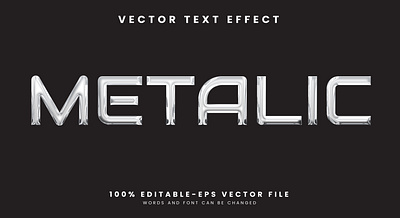 Metallic 3d editable text style Template glossy