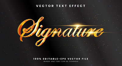 Golden Signature 3d editable text style Template font