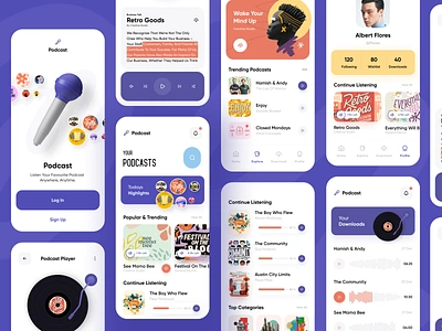 Podcast App MVP app design exploration live streaming minimal mobile mobile app music podcast app podcasting sajon streaming streaming app ui ui design uiux ux