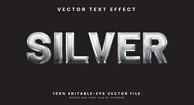 Silver 3d editable text style Template futuristic