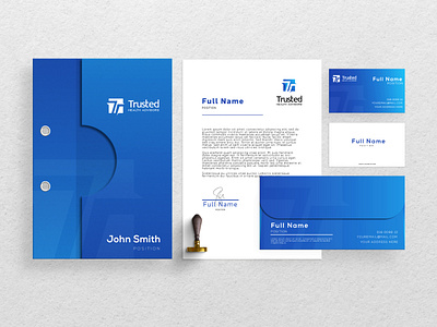 Stationery Set Design blue branding design graphic illustration illustrations logo manypixels minimal ui