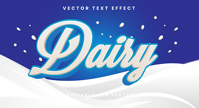 Dairy 3d editable text style Template dairy milk