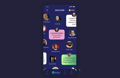 AI app for fans ai celebrity fans fusion futuristic infinity scroll ui unusual ui ux