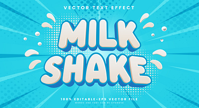 Milk Shake 3d editable text style Template dairy