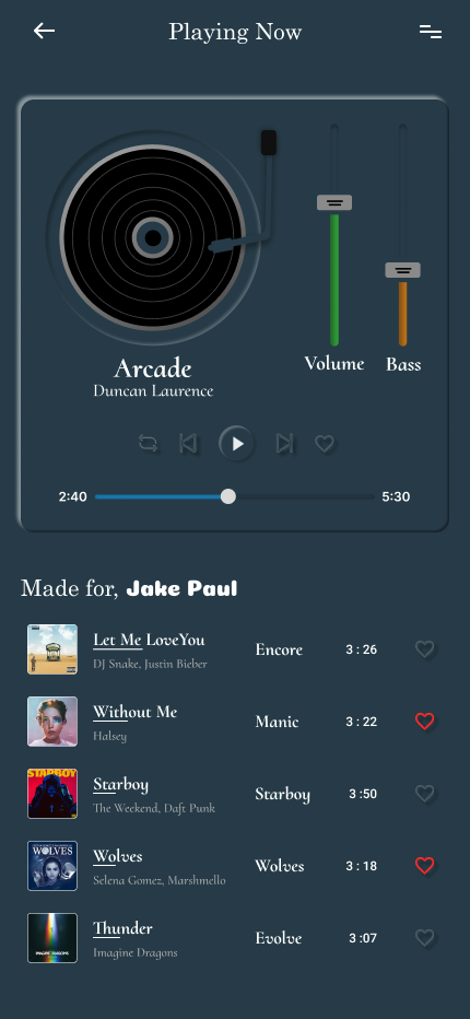 Music Player dailyui design designinspiration dribble figma prototyping typography ui uidesign