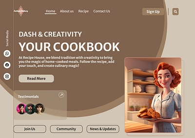 Antique Bakery Recipe Book Landing page 3d bakery dribbble landing page recipe ui uidesign uiux uiuxdesign webdesign webdeveloper