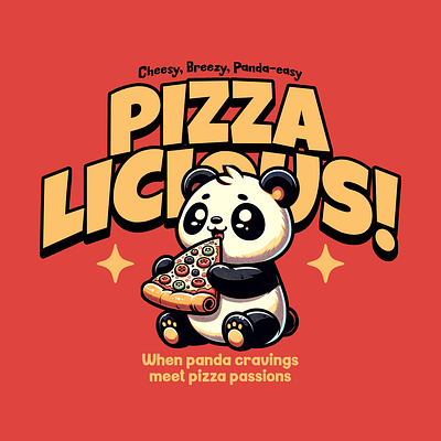 Pizzalicious adorable cartoon cute design food funny kittl panda pizza pop culture print on demand printondemand t shirt t shirt design tshirt tshirtdesign