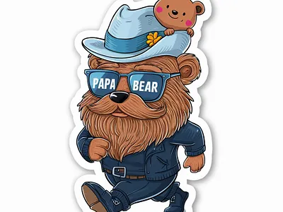 Dad Bear Papa Bear Funny Father's Day Gift For Dad Funny Saying bear family bear hat bear puns bear with beard cool dad dad beard dad humor dad style father bear father bear gift father bear sticker father day gift idea father hood fatherly humor fatherly love funny bears funny dad gifts funny sunglasses papa bear papa bear style
