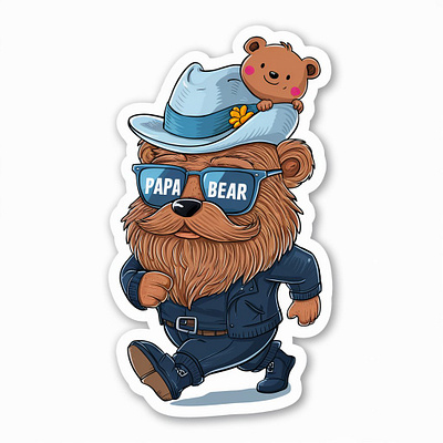 Dad Bear Papa Bear Funny Father's Day Gift For Dad Funny Saying bear family bear hat bear puns bear with beard cool dad dad beard dad humor dad style father bear father bear gift father bear sticker father day gift idea father hood fatherly humor fatherly love funny bears funny dad gifts funny sunglasses papa bear papa bear style