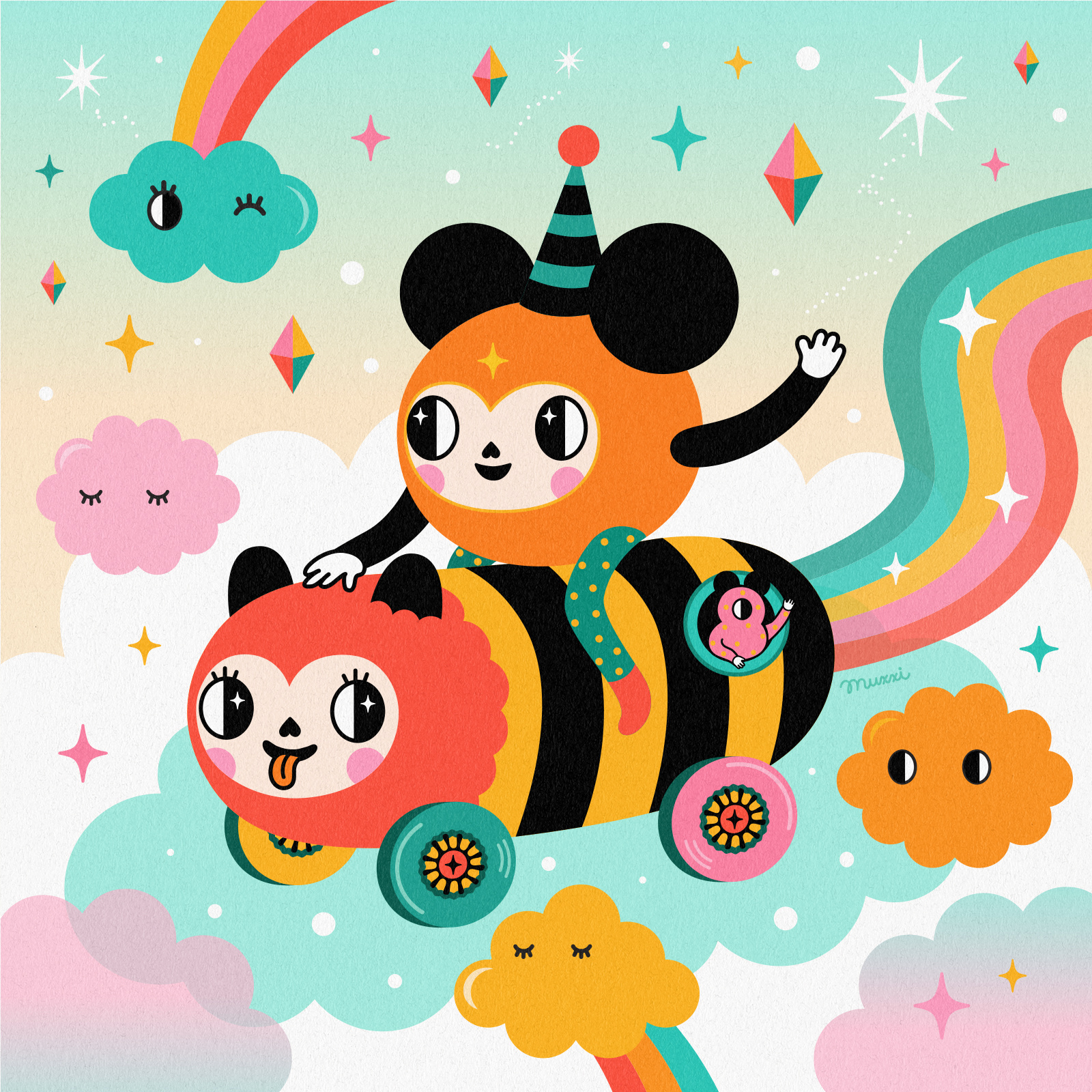 Follow the clouds characterdesign colorful digital digitalart illustration vector