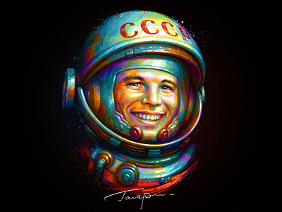 Yuri Gagarin astronaut cosmonaut cosmos gagarin hero illustration portrait space spaceman ussr
