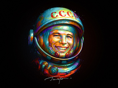 Yuri Gagarin astronaut cosmonaut cosmos gagarin hero illustration portrait space spaceman ussr
