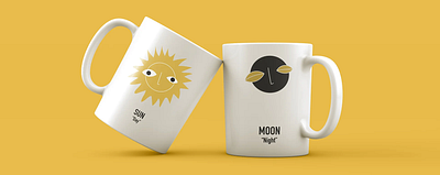 Mug Design | Illustration day and night moon illustration mug design mug illustration sun and moon sun illustration