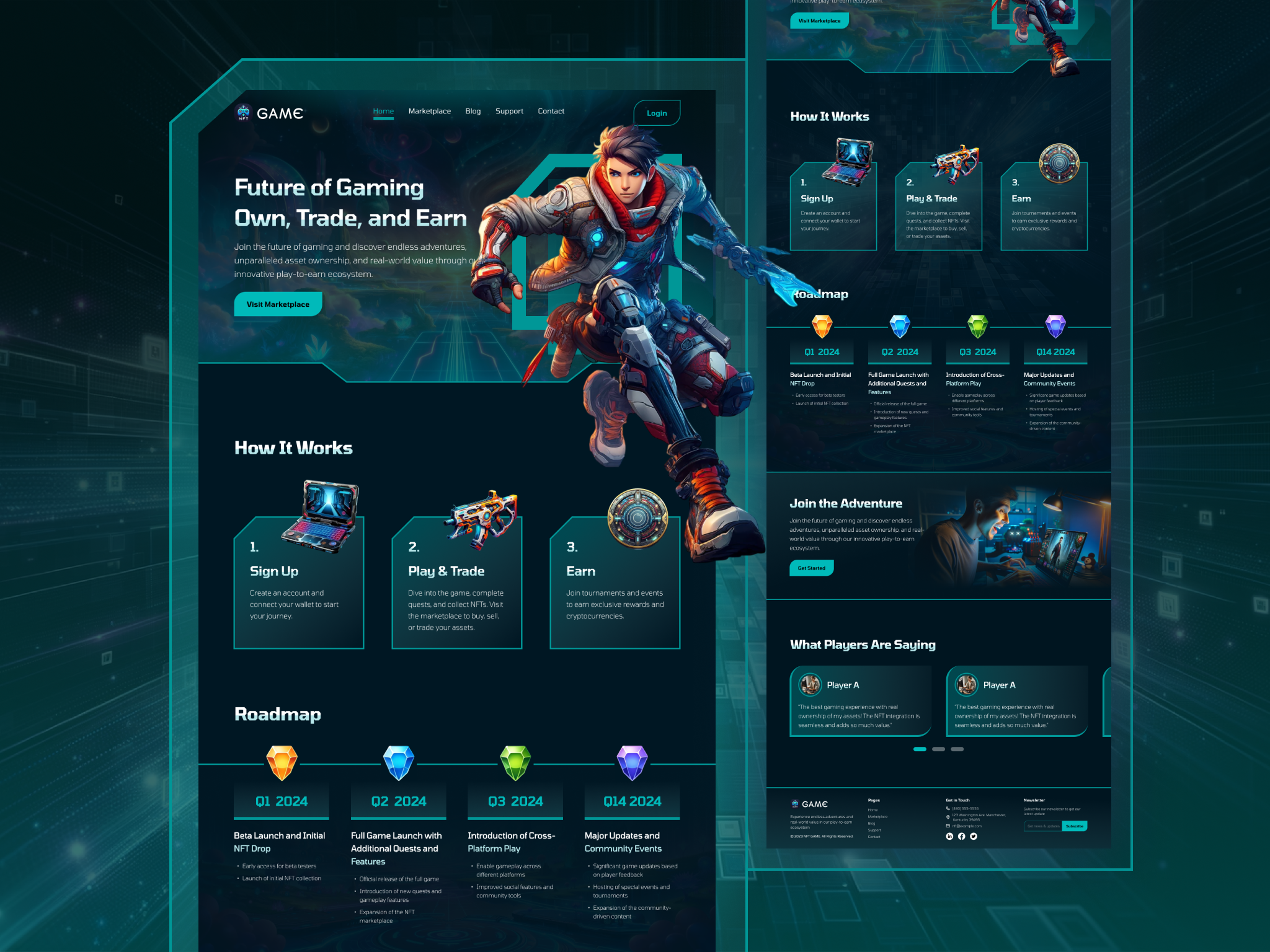 NFT Game Landing Page blockchain dark game graphic design landing page nft ui website