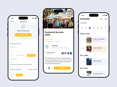 Events and Concerts Mobile App app calendar clean concert design events figma map mobile product design ui user interface