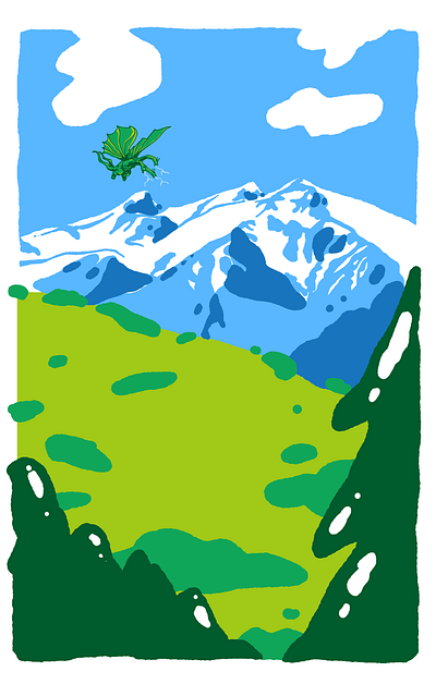 GHIDORAH artwork design ghidorah gojira graphic graphic design illustration mountain scenery swiss