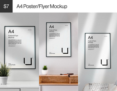 A4 Poster Mockup Collection Indoor Scene (PSD) branding design mock up mockup mockup design mockup psd mockups packaging mockup poster mockup poster mockups