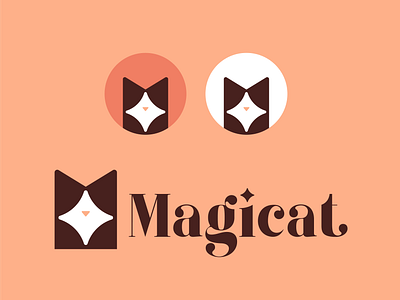magicat cat logo magic magical magician mark pet sparkle start wizard