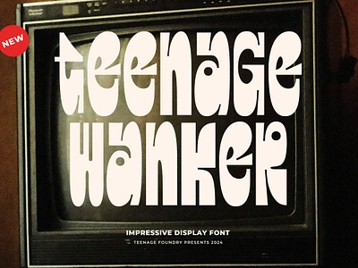 Teenage Wanker - Display Font 60s 70s 80s 90s bold book branding decorative design display display font font fonts illustration logo merchandise retro font typeface ui vintage font