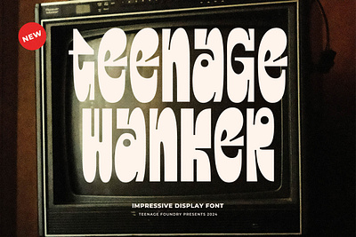 Teenage Wanker - Display Font 60s 70s 80s 90s bold book branding decorative design display display font font fonts illustration logo merchandise retro font typeface ui vintage font