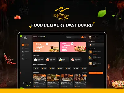 Dark & Frosted Delivery Dashboard UI 3d animation app branding dailyui dark app dashboard delivery food graphic design inspiration landing page logo motion graphics photoshop ui userinterface web website