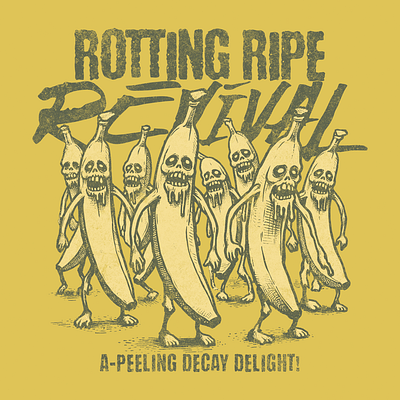 Rotting Ripe Revival adorable banana cartoon cute design funny kittl pop culture print on demand printondemand t shirt t shirt design tshirt tshirtdesign zombie