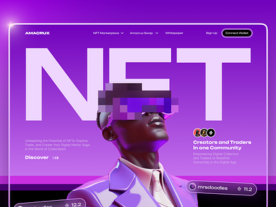 NFT Art Hero Header UI 3d ai art branding crypto design glass ui graphic design hero hero header illustration midjourney nft nft hero nft ui ui web