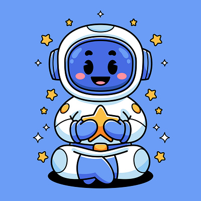 Cartoon Astronaut and Stars animal astronaut cartoon character colorful cute design graphic design illustration mascot space star