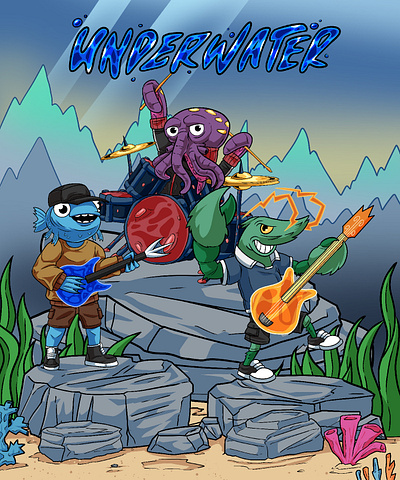 Underwater Band animation artwork cartoon character design design digital illustration graffiti graphic design illustration mascot motion graphics