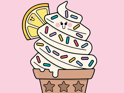 Cream, The Happy ice creams crew 2d character character design chocolate cute design digital food foodie graphic design ice cream illustration illustrator kawaii lemon logo painting print summer vector