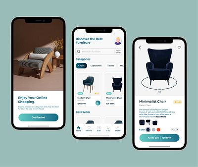 Perabot - Furniture Mobile Apps app design ecommerce app furniture furniture app illustration interface mobile mobile app mobile ui online shop ui ux