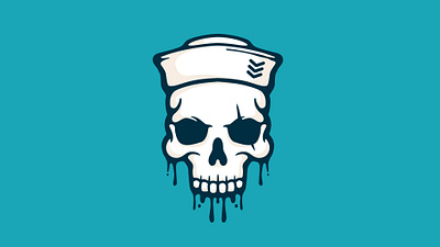 Salty Sailor blue branding cover design drip emblem jolly roger logo mark nautical navy sailor skull