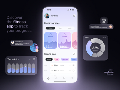 Fitness App Design app app design body daily intake fitness health identity interface ios minimal mobile modern design personal assistant running saas sports sports supplements sturtup ui ux web design