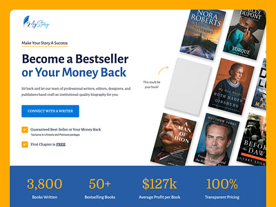 MyStory Biographies Landing Page advertising author autobiography bestseller biography book book writing branding campaign digital design ghostwriter landing page life story memoir novel ppc marketing publisher top of funnel website