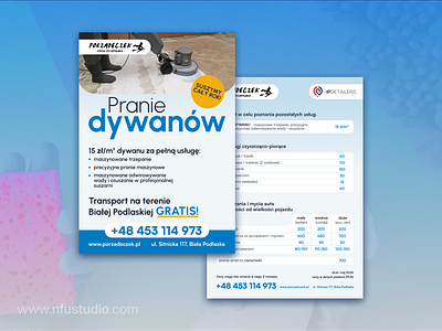 Porządeczek - Flyer design (two sided with table) cleaning cleaning services company design flyer graphic design marketing pamphlet table