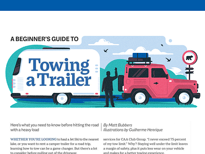 A Beginner's Guide to Towing a Trailer (CAA magazine) camping car illustration infographic towing trailer