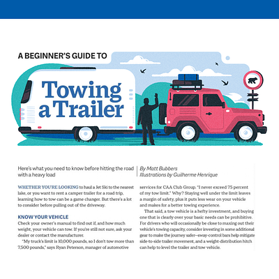 A Beginner's Guide to Towing a Trailer (CAA magazine) camping car illustration infographic towing trailer