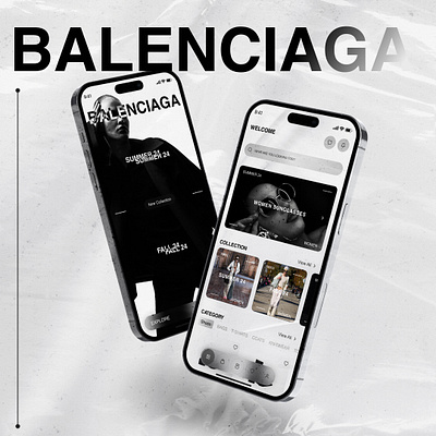 BALENCIAGA MOBILE APP DESIGN CONCEPT 3d app balenciaga brand identity branding concept design ecommerce fashion glassmorph graphic design light minimalism mobile modern mood board shoes store ui ux
