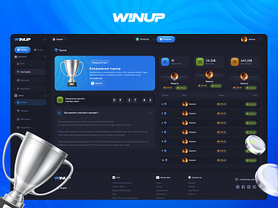 WINUP – Tournaments Online casino 3d battle betting casino crash csgo dice dota 2 esports gambling graphic design mies online casino open case pvp standoff ui