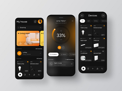 Smart home app app app design dark mode design mobile app smart home smart home app ui uiux design uix