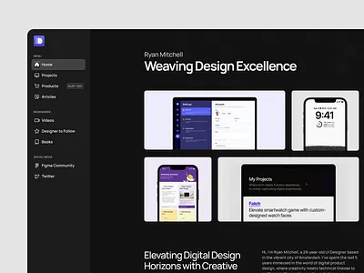 Dashbar - Framer Personal Website Template - Home Page clean design dark mode dashboard framer personal website sidebar uidesign website template