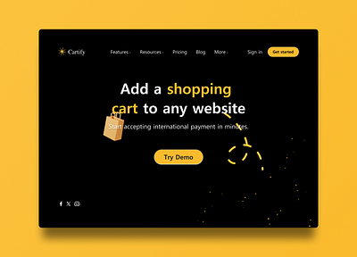 Cartify Hero Section - A developer commerce platform design dribbble landing page product design ui user experience ux ux designer uxui web design