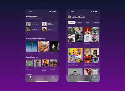 Redesign Spotify uses glassmorphism app design figma flare future glassmorphism graphic design illustrator library mobile mobile app music music streaming photoshop purple spotify streaming ui user interface