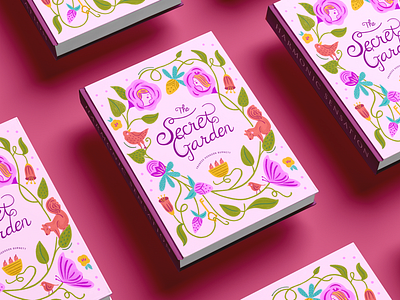 The Secret Garden Book Cover bookcover books design digital fiction flower girl illustration pink print procreate read secretgarden spring