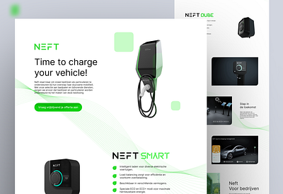 Landing page for NEFT charging station promotional landing page website design