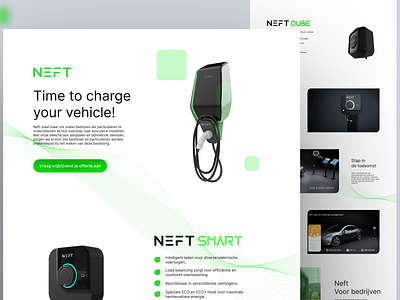 Landing page for NEFT charging station promotional landing page website design