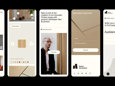 Autex Acoustics® animation branding corporate design illustration interaction panels typography ui website