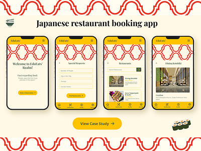 EdaEats' Case Study app design app design inpiration figma design japanese restaurant mobile app mobile app ui restaurant table booking app user experience user interface ux ui design